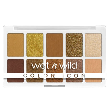 Wet n Wild eyeshadow palette with brown and gold shades on a white background