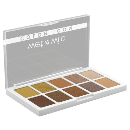 Makeup palette with brown shades on a white background