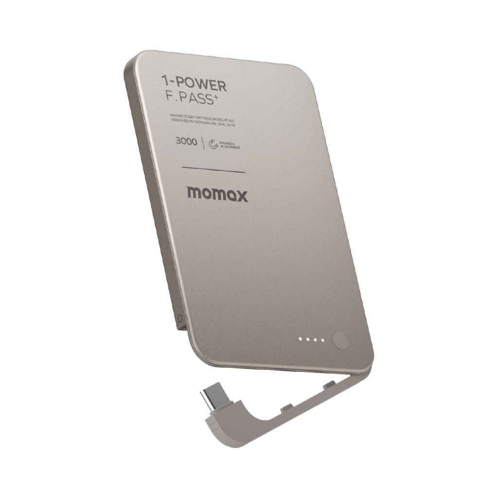 Momax 1-Power F.Pass+ 3000 mAh Power Bank With Built-In Cable & Magnetic Attachment