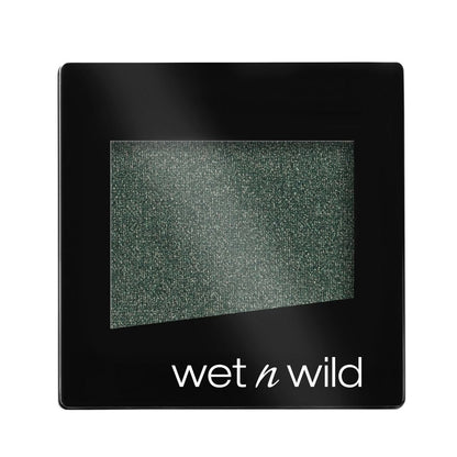 Wet n Wild eyeshadow palette with green glittery shade on a white background