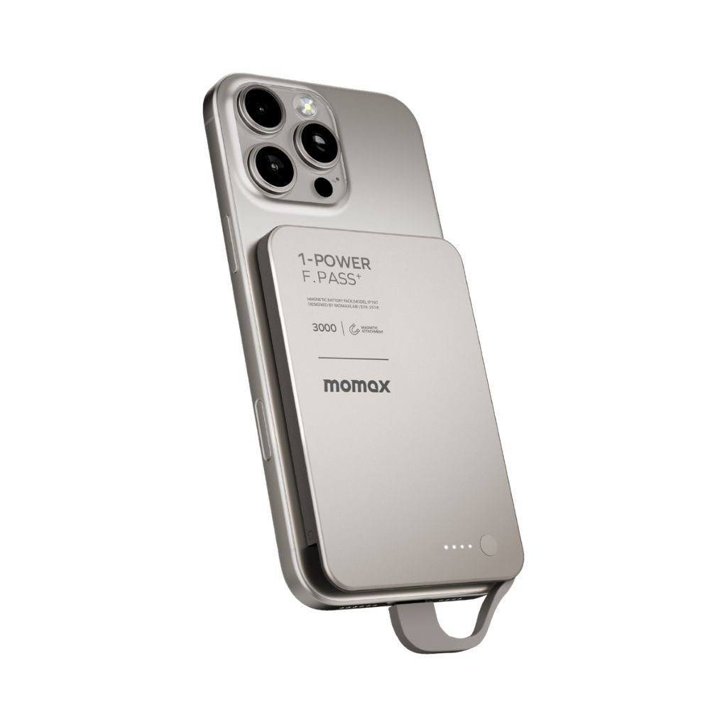 Momax 1-Power F.Pass+ 3000 mAh Power Bank With Built-In Cable & Magnetic Attachment