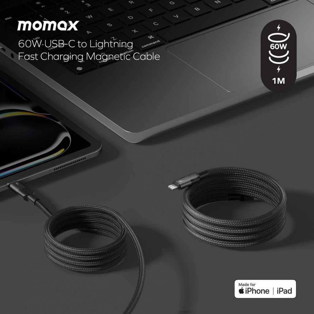 Momax Mag Link 60W USB-C To Lightning Magnetic Cable 1M