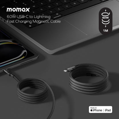Momax Mag Link 60W USB-C To Lightning Magnetic Cable 1M