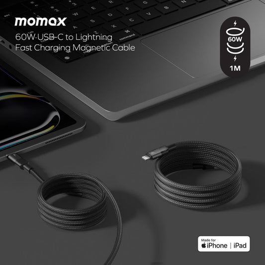 Momax Mag Link 60W USB-C To Lightning Magnetic Cable 1M