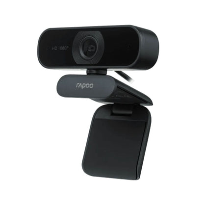 Black webcam with 'Rapoo' branding on a white background