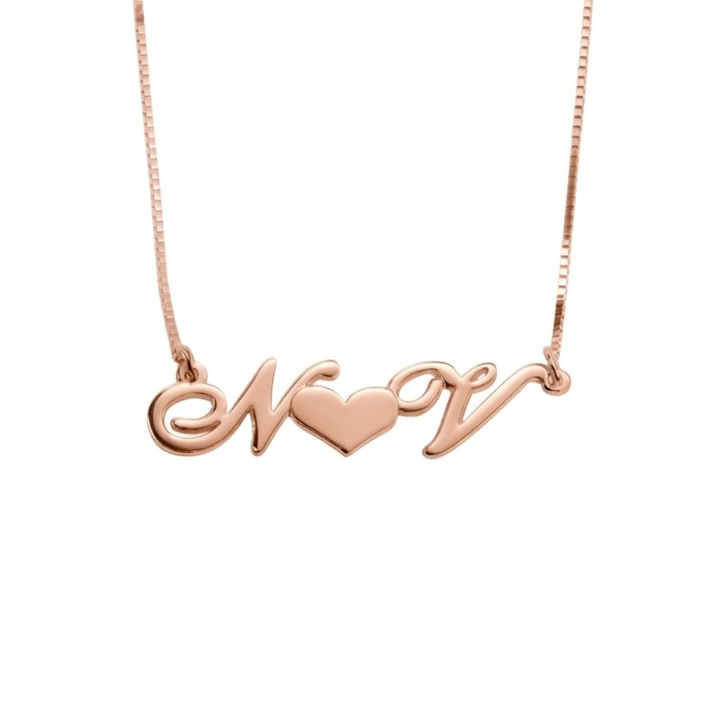 Custom Initials With Heart Necklace