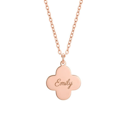 Clover Engraved Name Necklace