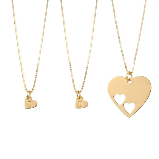 Duo Engraved Heart Necklace