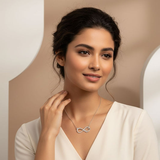 Infinity Small Heart Design Name Necklace