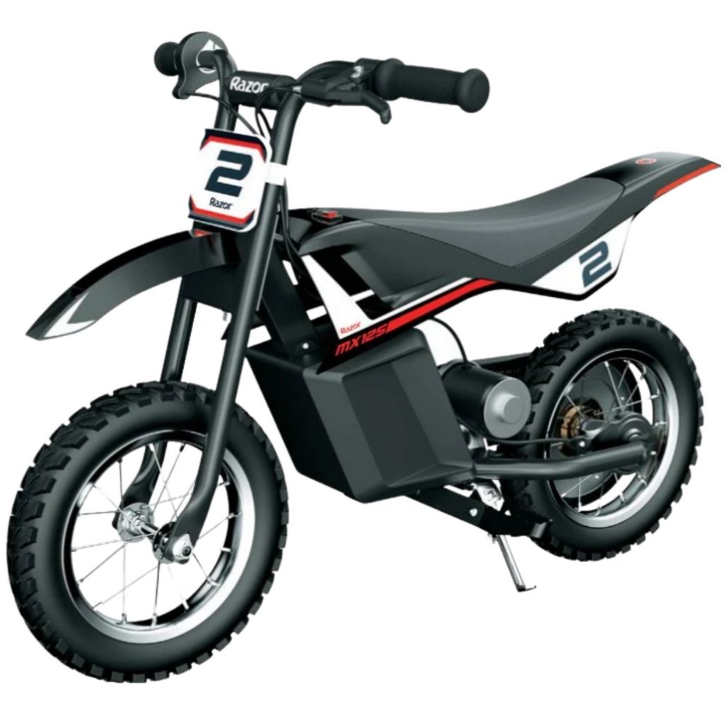 Children's electric bike with number 2 on a white background