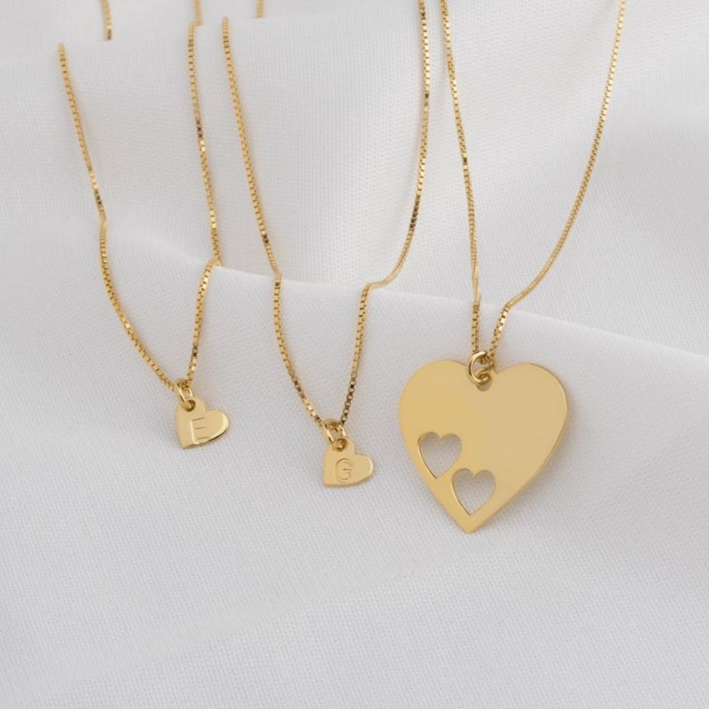 Duo Engraved Heart Necklace