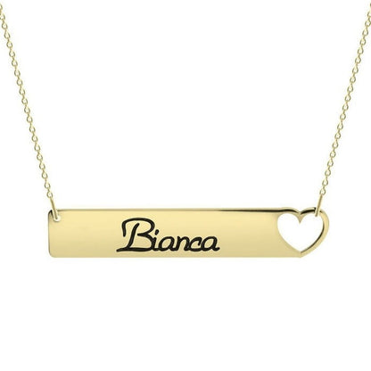 Classic Heart Cut Out Bar Necklace