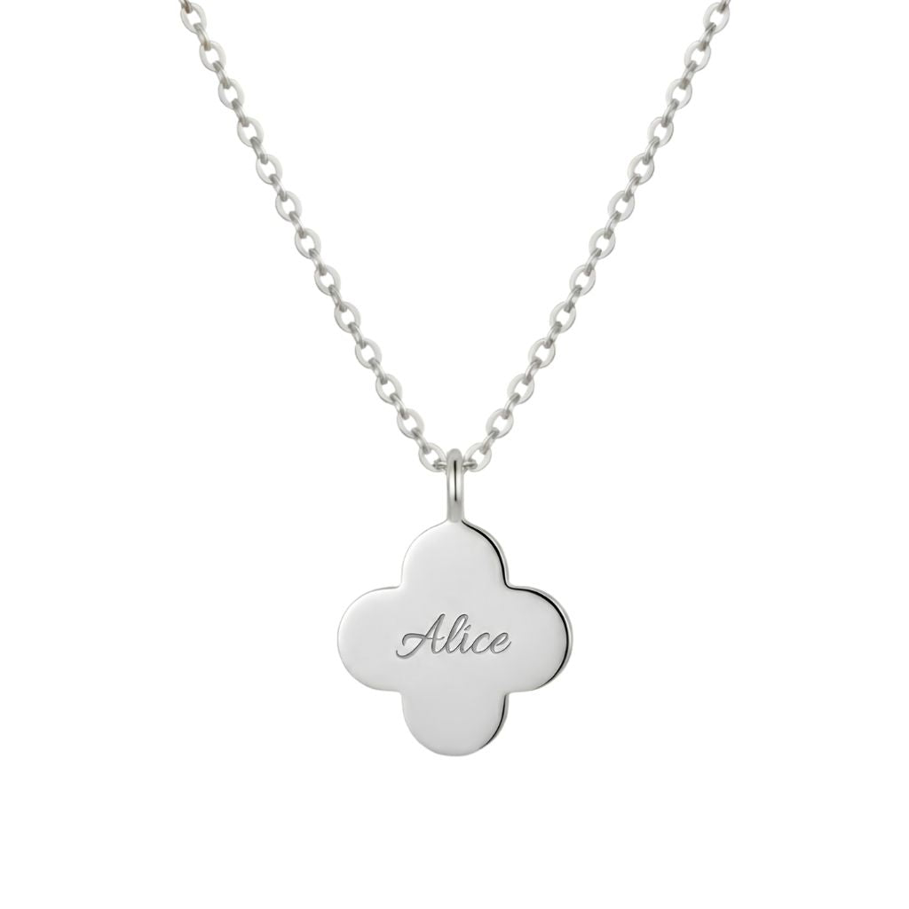 Clover Engraved Name Necklace