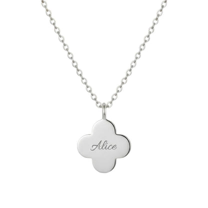 Clover Engraved Name Necklace