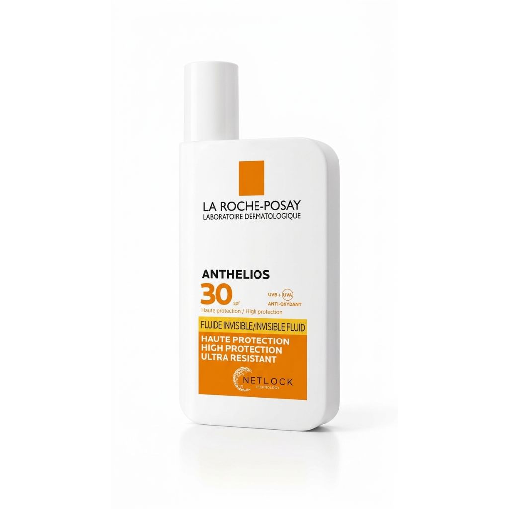 La Roche-Posay Anthelios sunscreen bottle on a white background