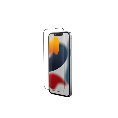 Smartphone with a transparent screen protector on a white background