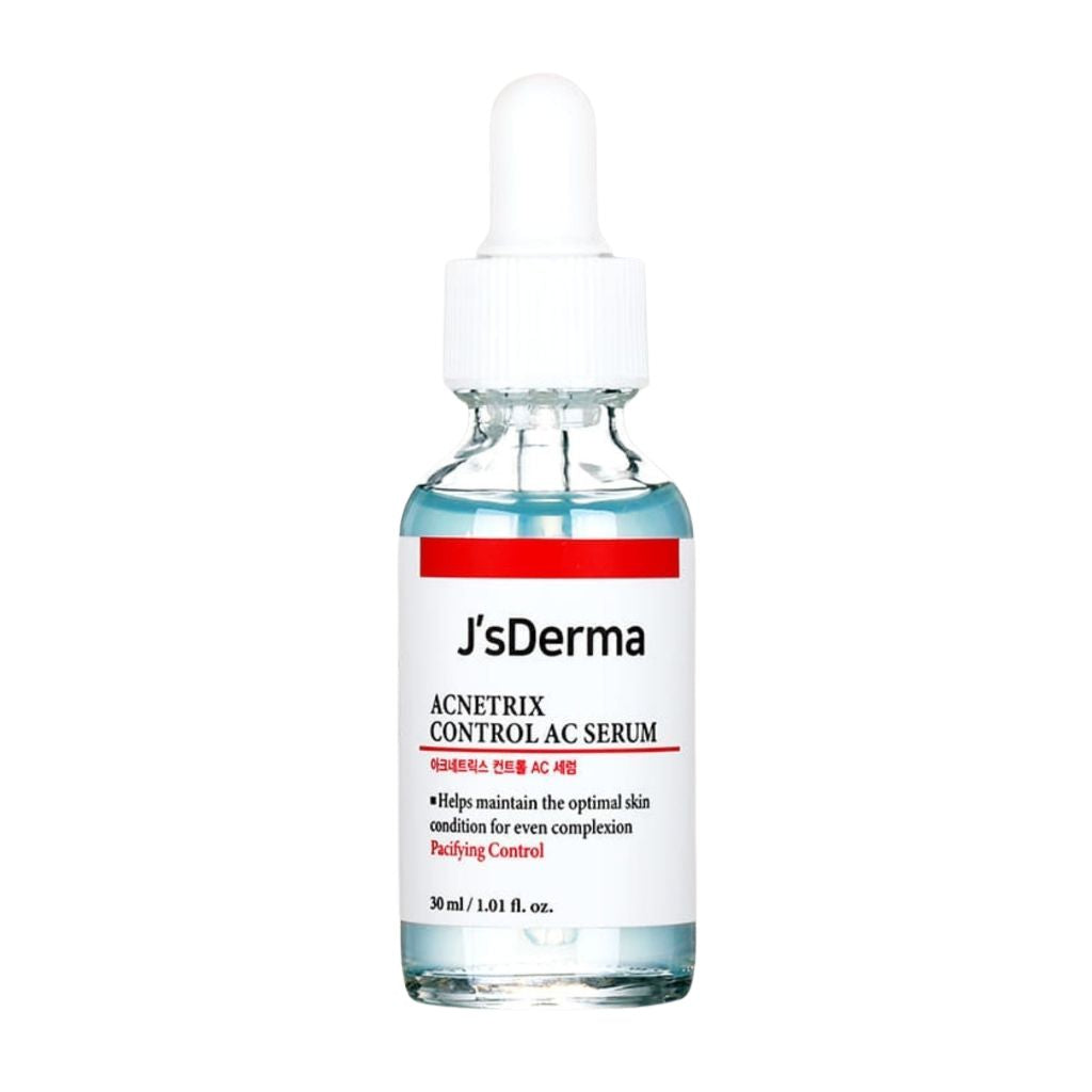 JsDerma Acnetrix Control AC Serum bottle on a white background