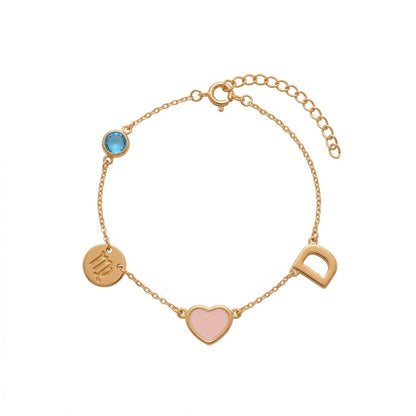 Personalised Zodiac Birthstone Initial Bracelet