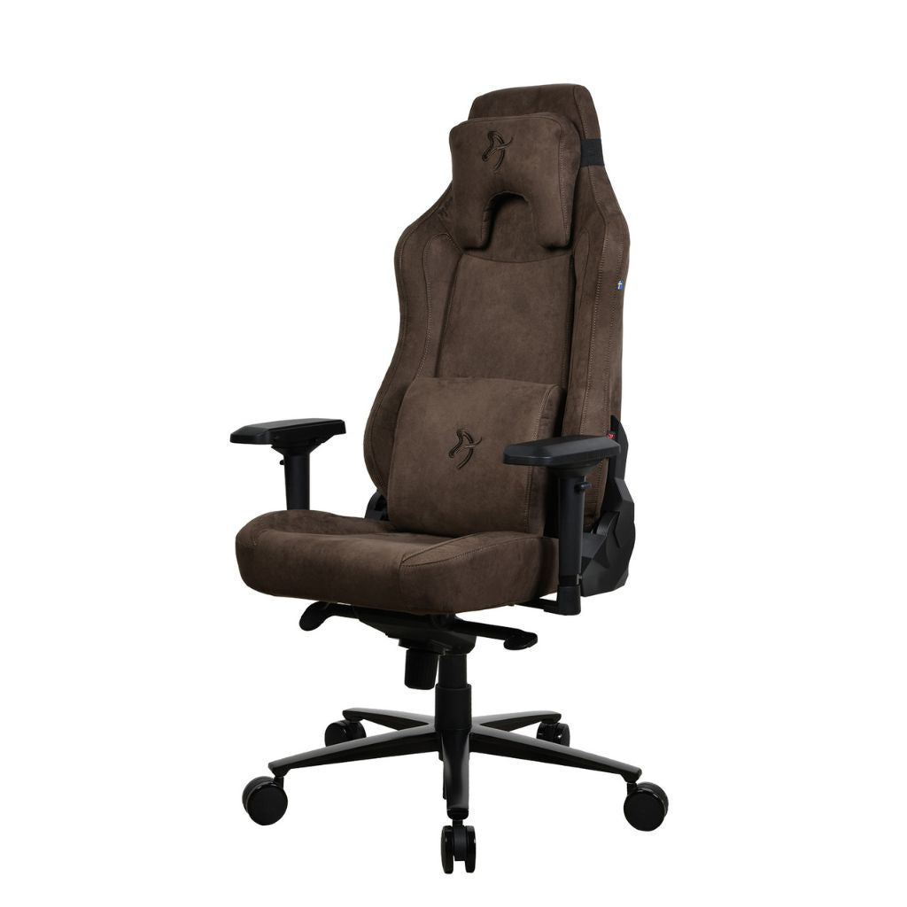 Brown office chair with black accents on a white background