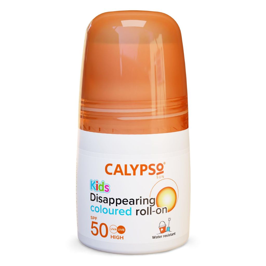 Calypso Kids Disappearing Coloured Roll-on SPF 50 on a white background