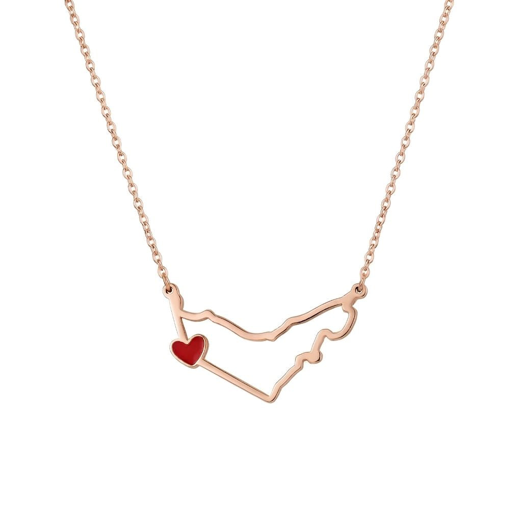 UAE Map With Red Heart Necklace