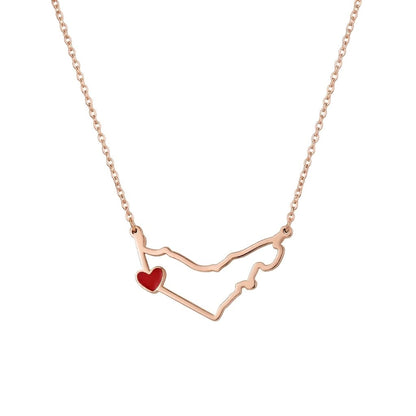 UAE Map With Red Heart Necklace