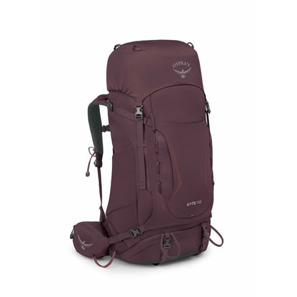 Maroon Osprey backpack on a white background