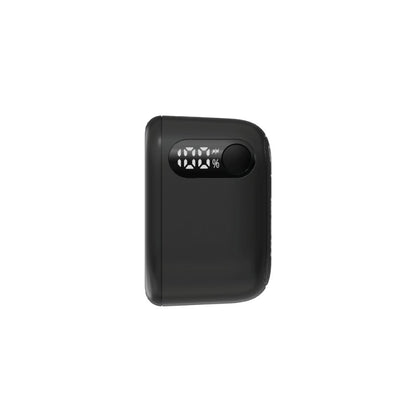 Black power bank with digital display on a white background