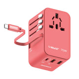 Momax 1-World 70W GaN Retractable Travel Adapter – Red