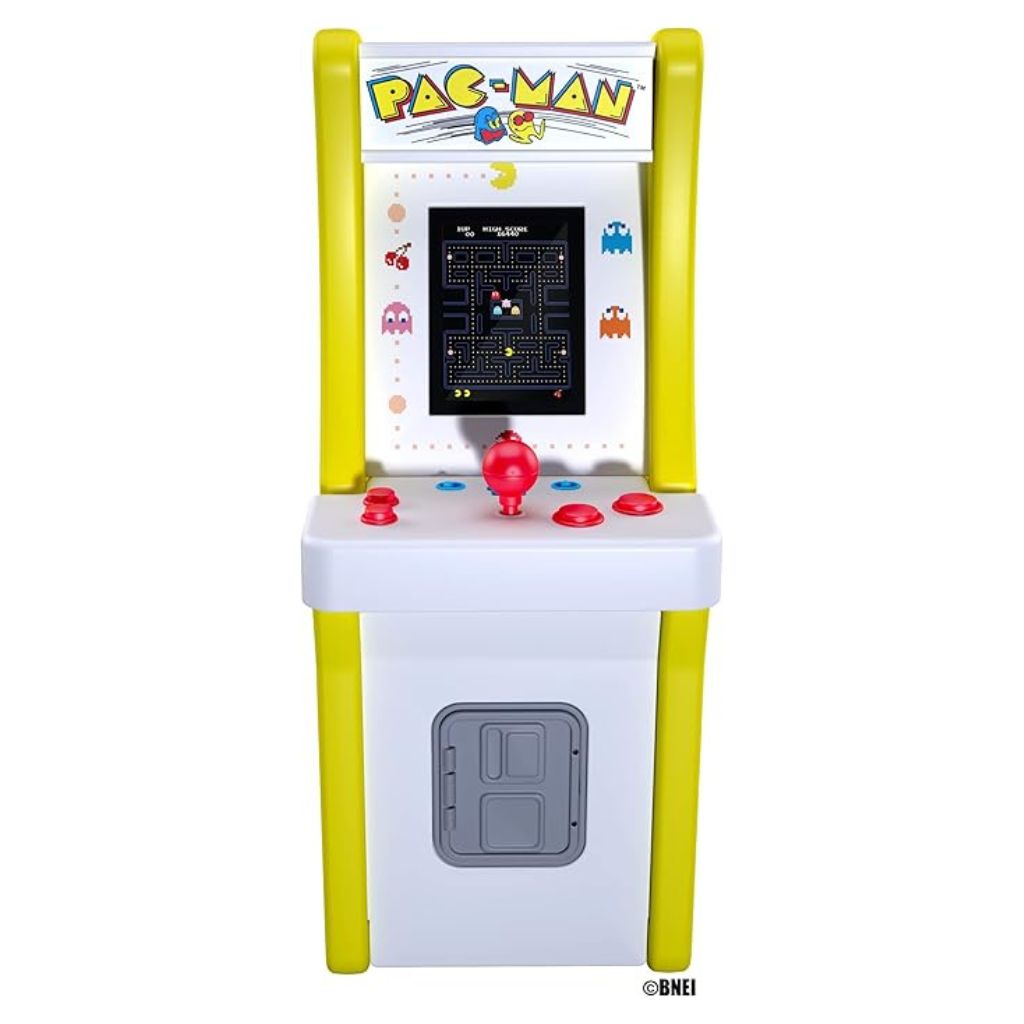 Pac-Man arcade machine toy on a white background
