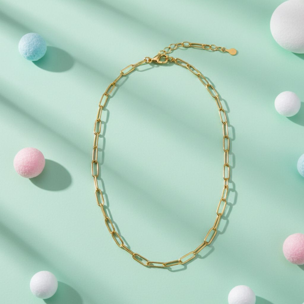 Gold Paper Clip Chain Necklace