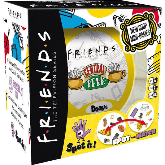 Board game box for 'Friends' themed mini-games with colorful graphics and text.