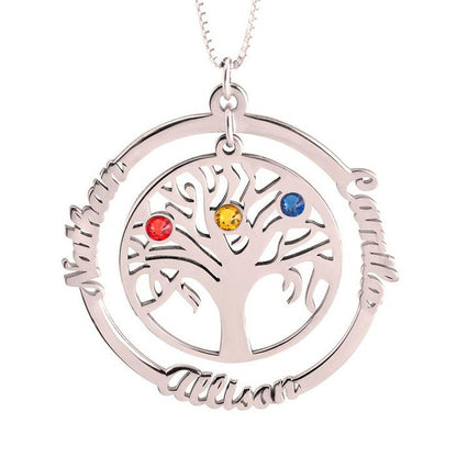 Custom Birthstones Family Tree Necklace
