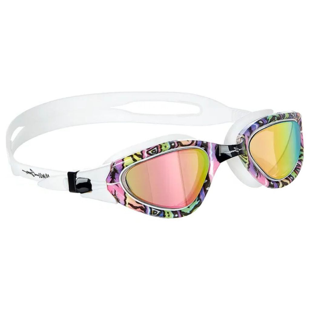 Maui and Sons Anti-Fog UV-Protected Swim Printed Goggles - White