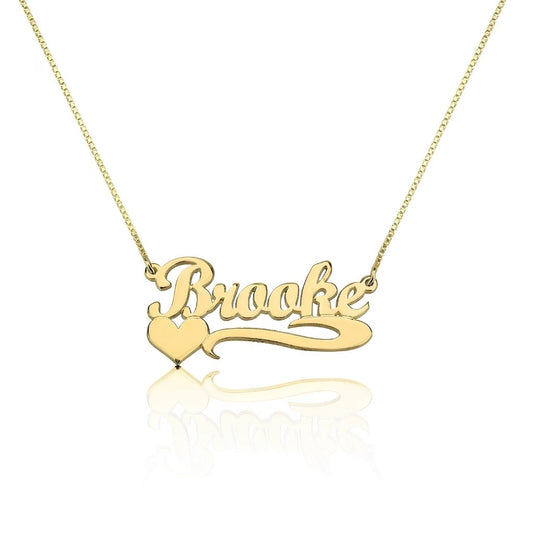 Tiny Heart On Left Single Name Necklace