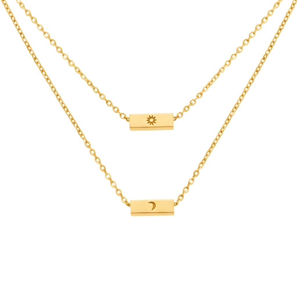 Customised Initial Bar Necklace Set