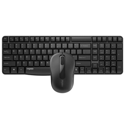 Black keyboard and mouse set on a white background