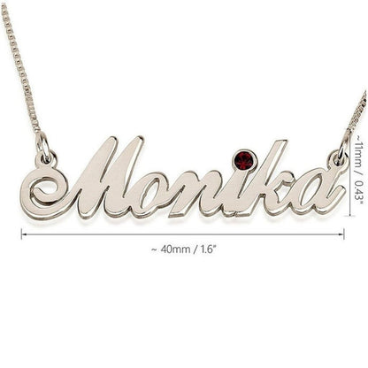 Engraved Birthstone Name Necklace