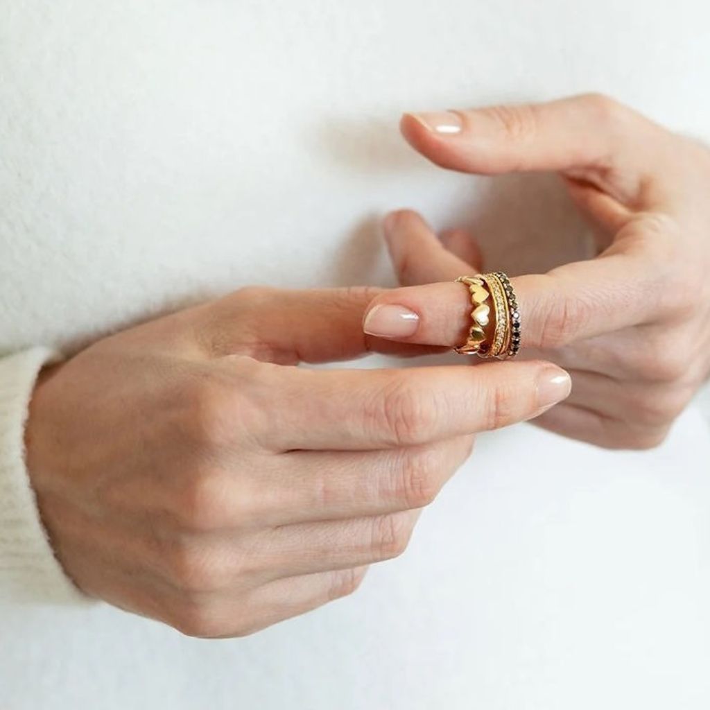 Gold Heart Stackle Ring