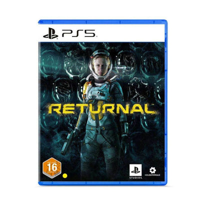PlayStation 5 game disc for 'Returnal' with an astronaut on the cover.