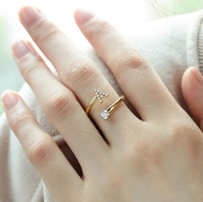 Stone Initial Letter Ring