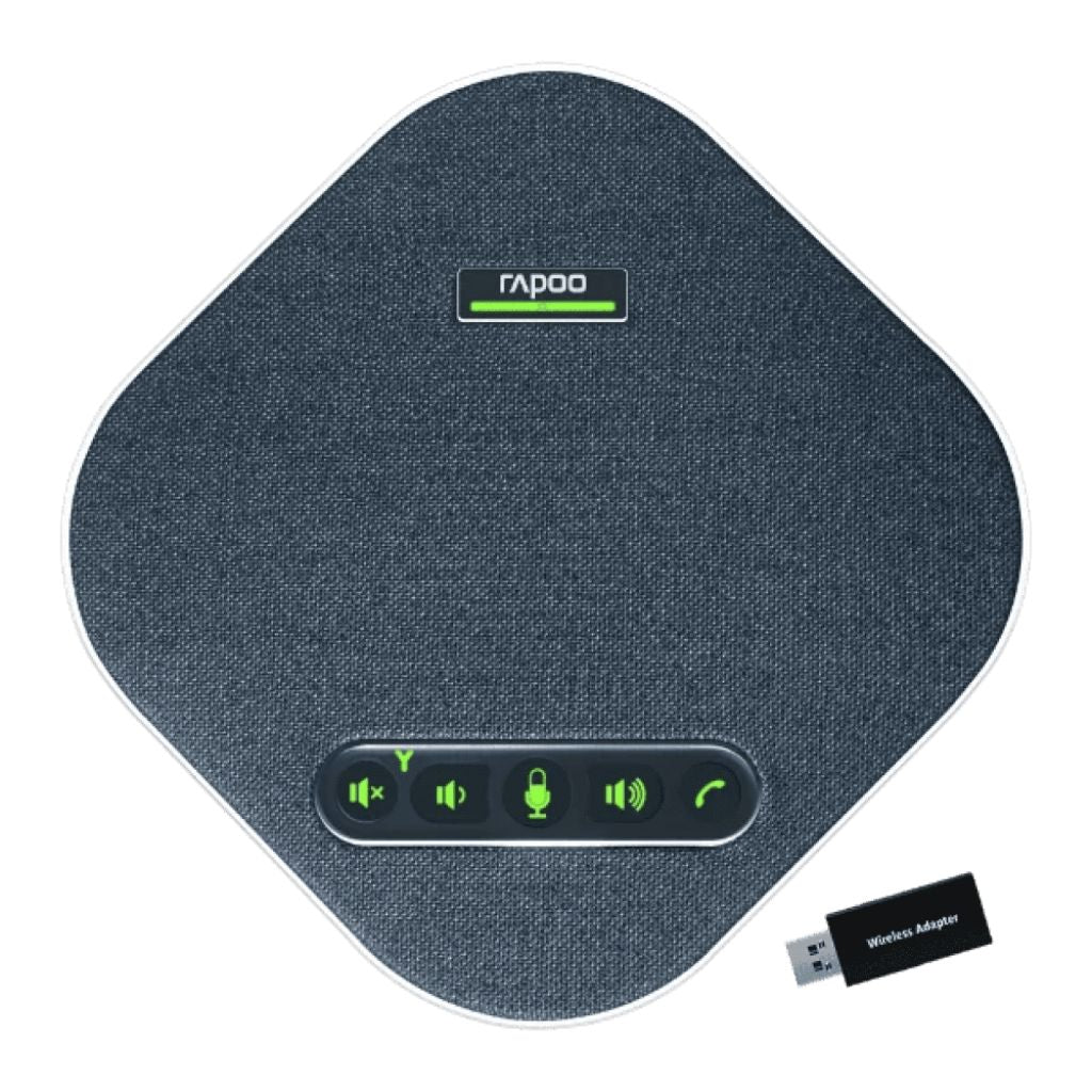 Rapoo conference microphone system with USB adapter on a white background