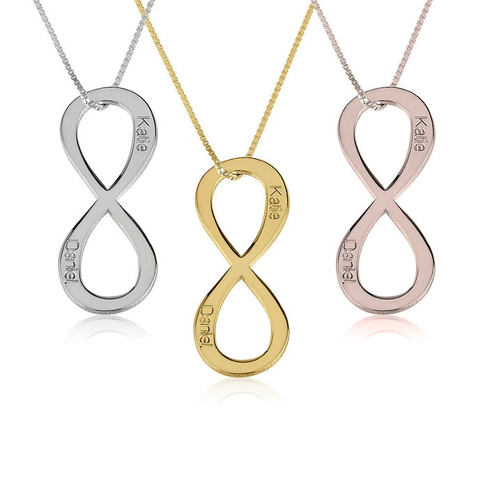 Vertical Infinity Two Names Infinity Necklace