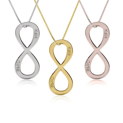 Vertical Infinity Two Names Infinity Necklace