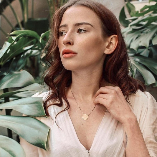 Personalized Zirconia Initial Round Disc Necklace