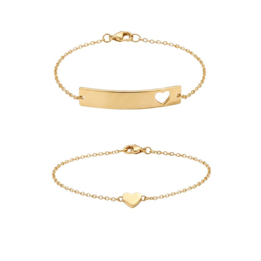 Minimal Heart Bracelet Duo Set