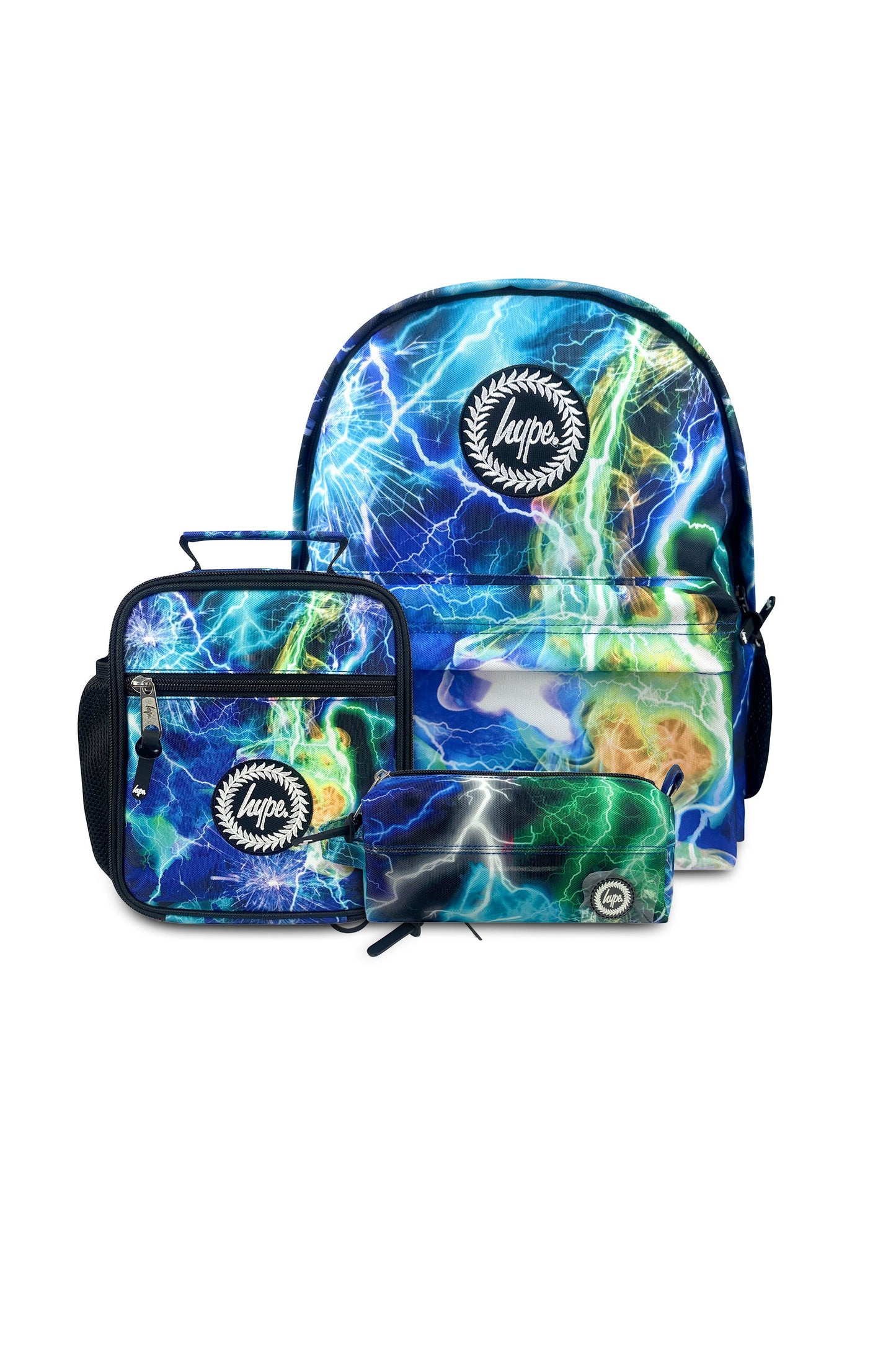 3-in-1 School Set - Multi Lightning Storm Backpack, Lunchbox and Pencil Case