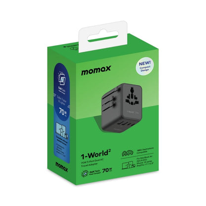 Momax 1-World2 GaN 70W 5-Port USB-C AC Travel Adaptor