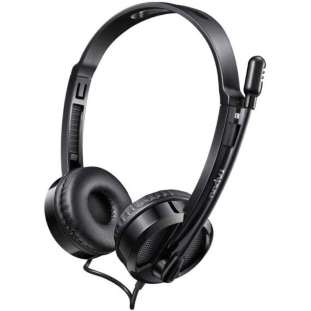 Black headphones on a white background
