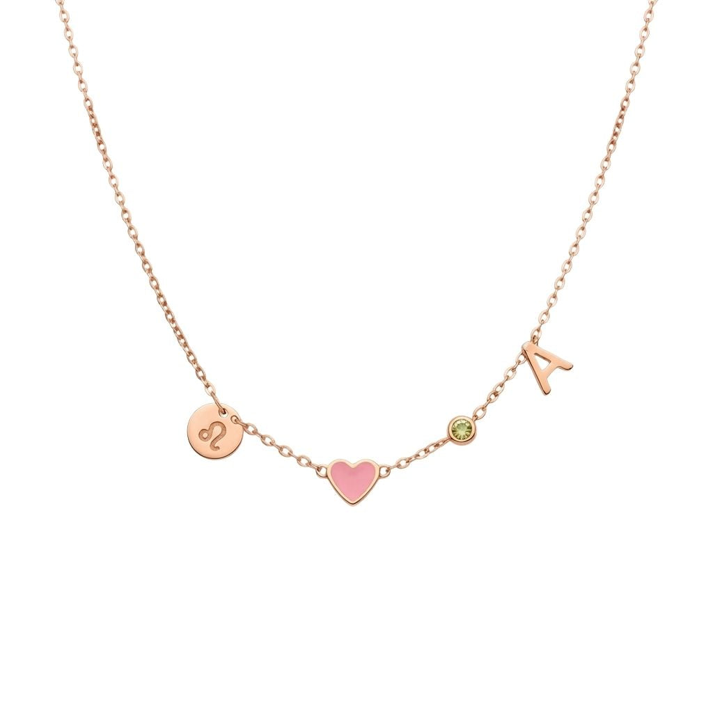 Personalised Zodiac Birthstone Initial Necklace